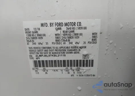 2019 Lincoln Nautilus Reserve z USA, uszkodzony, nr VIN 2LMPJ8L97KBL21118